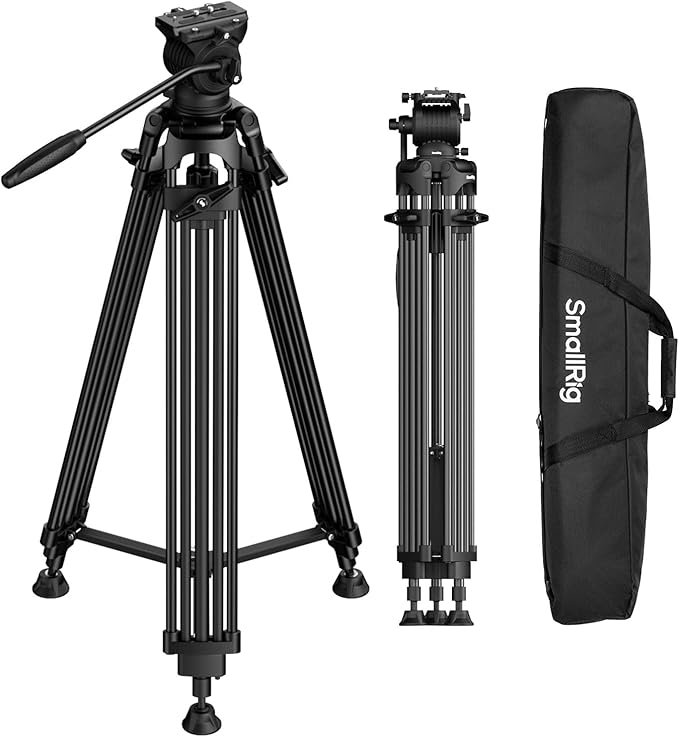 SmallRig FreeSpeed Heavy Duty Video Tripod, 74" Camera Tripod with 360° Fluid Head for Manfrotto Plate, One-Knob Quick Extend, 75mm Bowl, Load up 17.64lb for DSLR Mirrorless Camera, Camcorder- FSD14