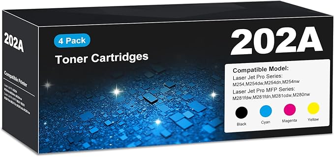 202A Toner Cartridge MFP M281fdw M281cdw CF500A 202X High Yield Compatible for HP 202A Toner Cartridge with Chip for Laser Jet Pro MFP M281fdw M281cdw M281 Laser Jet Pro M254dw M254 MFP M280nw HP202X