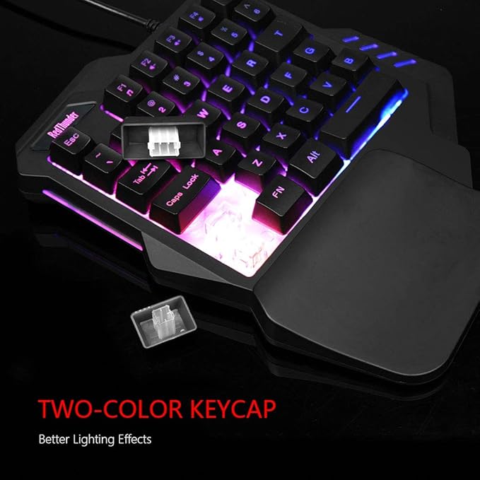RedThunder One-Handed RGB Gaming Keyboard and Mouse Combo, 35 Keys Mini Gaming Keypad, 6400 DPI Mouse, Portable Game Controller for PC Gamer