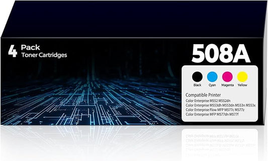 508A Black Toner Cartridges 4 Pack Replacement M553 m577f for HP 508A 508X HP508A Color Laser Jet Enterprise M553 M577f M577z M553dn M553dh M553dn M553n M553x MFP M577c M577dn Toner Cartridge CF360A