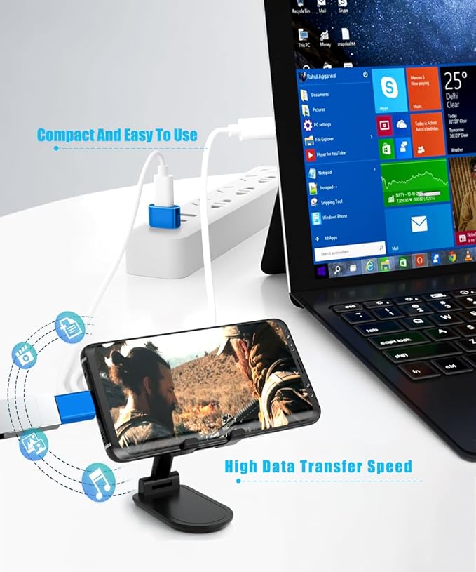 Basesailor USB to USB C Adapter with C Male to 3.0 Female Charger 4Pack,Thunderbolt 4 OTG Converter for Mac,iPhone 17 16 15 14 13 Plus Max Mini,Samsung Galaxy AI S25 S24 S23 Ultra,iPad,AirPods Pro 3