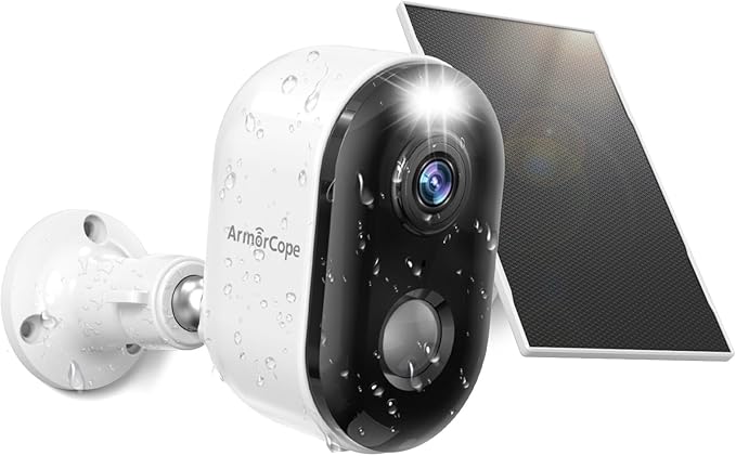 Security Cameras Wireless Outdoor, Battery Powered 2k Color Night Vision, AI Motion Detection, IP66 Weatherproof, 2-Way Talk, SD/Cloud Storage, 2.4Ghz WiFi Cameras for Home Security(with Solar Panel)