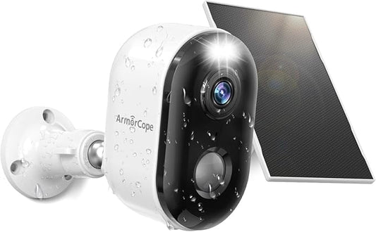 Security Cameras Wireless Outdoor, Battery Powered 2k Color Night Vision, AI Motion Detection, IP66 Weatherproof, 2-Way Talk, SD/Cloud Storage, 2.4Ghz WiFi Cameras for Home Security(with Solar Panel)