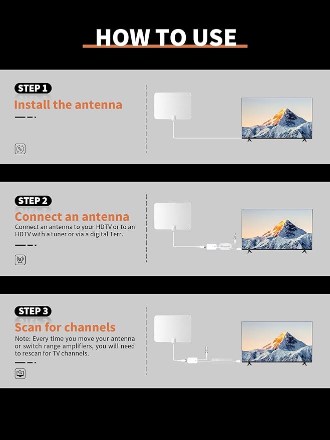 TV Antenna Indoor, 2025 Upgraded Amplified HD Digital TV Antenna for Smart and Older TV’s Up to 900 Miles, Digital HDTV Antenna Support 4K 1080p VHF UHF Local Channels (White)