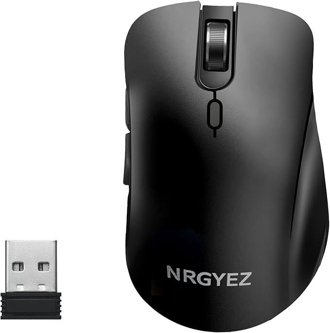 Wireless Mouse, 2.4G Ergonomic Optical Mouse, Computer Mouse for Laptop, PC, Computer, Chromebook, Notebook, 6 Buttons, 3200 DPI, 3 Adjustment Levels（Black）