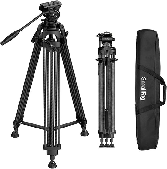 SmallRig FreeSpeed Heavy Duty Carbon Fiber Video Tripod, 73" Camera Tripod with Fluid Head for Manfrotto Plate, One-Knob Quick Extend, 75mm Bowl, Weigh 7.5lb, Load up 22lb for DSLR Camera, Camcorder