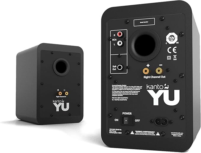 Kanto YU Powered Bluetooth Bookshelf Speakers Bundle S4 Desktop Speaker Stands - (Pair) Matte Black