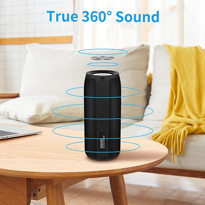Bluetooth Speaker,MusiBaby M88 Speakers,Dual Pairing, Bluetooth 5.3,Loud Stereo Sound,Booming Bass,30H Playtime for Home& Outdoor Party,Beach,Portable Speaker,Gifts(Black)