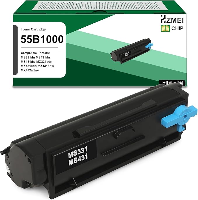 High Yield 55B1000 Toner Cartridge with New Chip Compatible for Lexmark MS431 MS331 Toner use for MS331dn MS431dn MS431dw MX331adn MX431adn MX431adw MX432adwe Printers