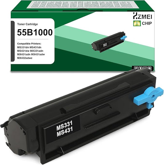 High Yield 55B1000 Toner Cartridge with New Chip Compatible for Lexmark MS431 MS331 Toner use for MS331dn MS431dn MS431dw MX331adn MX431adn MX431adw MX432adwe Printers