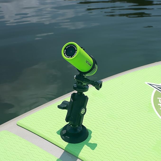 YakAttack Articulating Camera Mount | 5.5" Tall with ScrewBall Base | Compatible with GoPro & 1/4-20 | Low-Profile Adjustable Track Mount for Kayaks | Made in USA