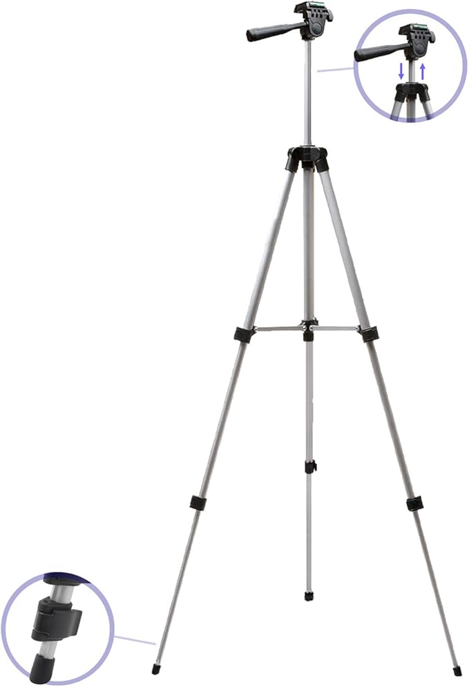 50 Inch Aluminum Camera Tripod for Canon, Nikon, Sony, Samsung, Olympus, Panasonic & Pentax + eCost Microfiber