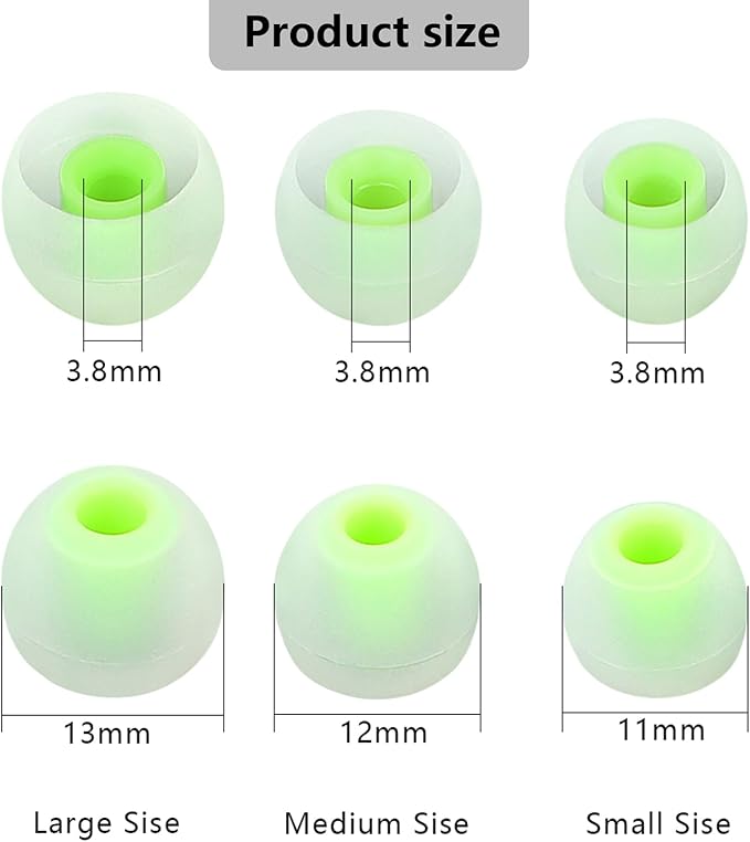 Earbud Replacement Tips Silicone Earbud Tips Earbud Covers Fit for in-Ear Headphones (Inner Hole 3.8mm -5.1mm) Earbud Rubber Tips Eartips 9 Pairs S/M/L