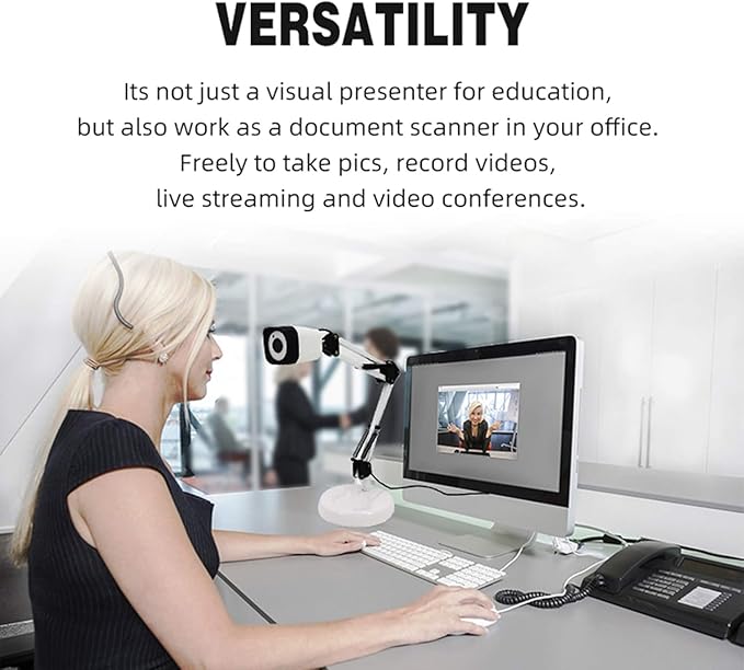 Document Camera for Teachers, 8mp with Auto-Focus and LED Supplemental Light, Excellent for Distance Education and Web Conferencing