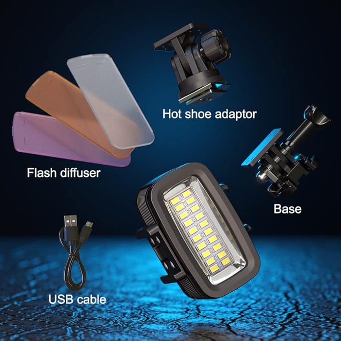 Dive Light Compatible with Gopro Light, 700LM Diving Flashlight, 4 Modes SL-100 Underwater Lights, 40m Waterproof Diving Fill Light, Underwater LED Video Light for Multiple Action Camera