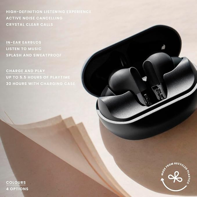 sudio N3 Pro Wireless Earbuds – Active Noise Cancelling (ANC), 30-Hour Playtime, Sweat & Splashproof, Eco-Friendly Design with Recycled Materials, Comfortable Fit, Premium Metallic Finish (White)