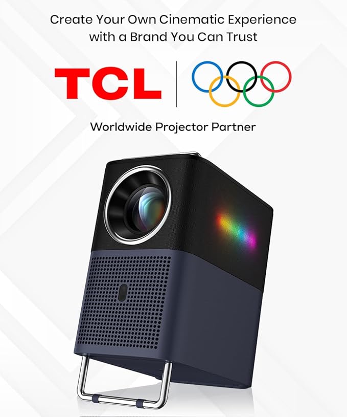 TCL GTV Projector, 1080P Portable Outdoor Movie A1 Projector, 360 ISO Lumens, 4K Supported Bluetooth WiFi Projector, 120" Screen, Auto Focus, Dolby Digital, 16W Speaker