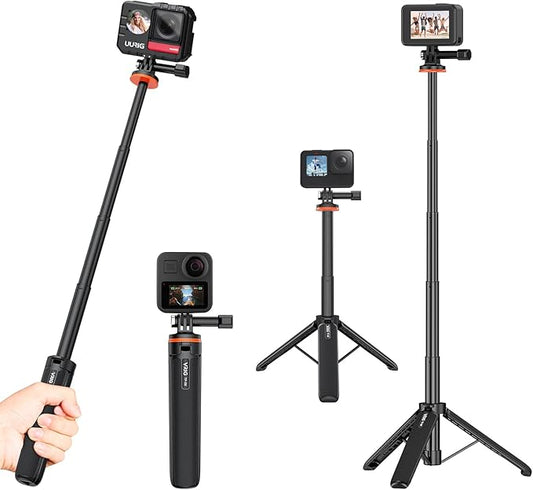 VRIG 20.1" Mini Extendable Gopro Tripod,Portable Selfie Stick Tripod for DJI OSMO Action 5Pro/4/3,GoPro Max Hero 13 12 11 10 9 8 7 6 5 4 3 3+ 2 1 Session,Insta360 X5/X4