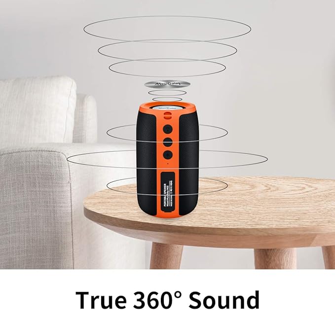 Bluetooth Speaker,MusiBaby Speakers Bluetooth Wireless,Waterproof,Outdoor,Portable Speaker with Stereo Sound,Booming Bass,Dual Pairing,Bluetooth 5.3,24H Play,Speaker for Home,Party,Travel,Gifts-Orange