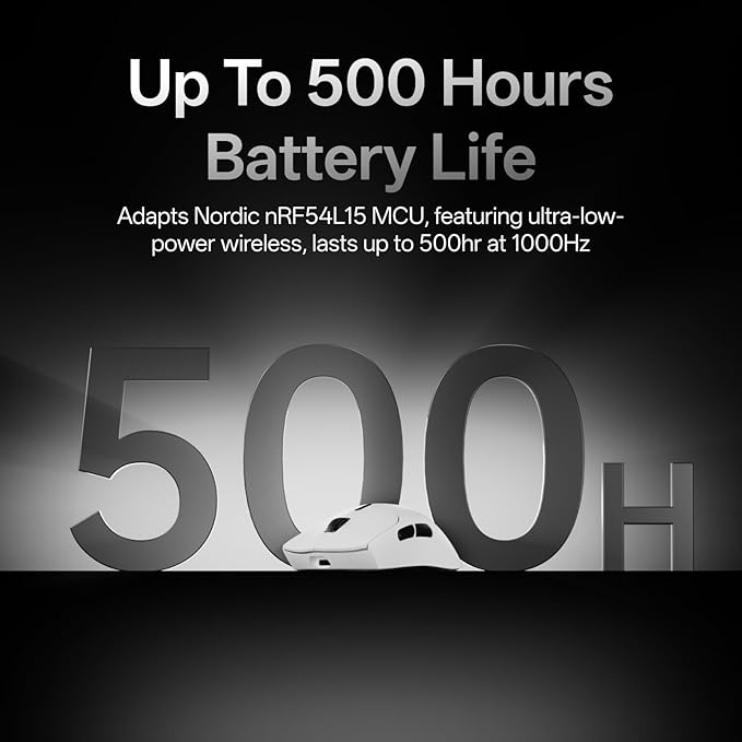 Rapoo VT7 Wireless Gaming Mouse, True 8K Wireless Polling Rate, 53g Lightweight, Up to 500 Hr Battery, Nordic nRF54L15 MCU, 100-Million Mechanical Switch, 10 Programmable Buttons, White