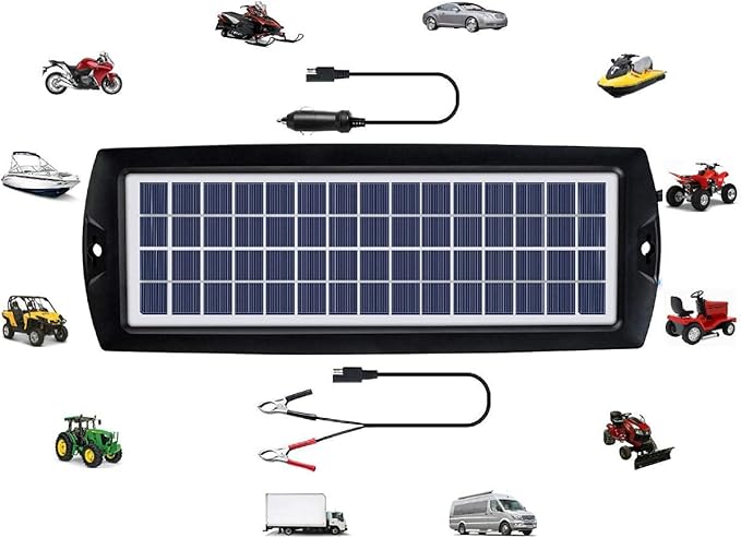 Sunway Solar Car Battery Trickle Charger & Maintainer 12V Solar Panel Power Kit Portable Backup for Car Automotive RV Marine Boat Motorcycle Truck Trailer Tractor Powersports Snowmobile Farm Equipment