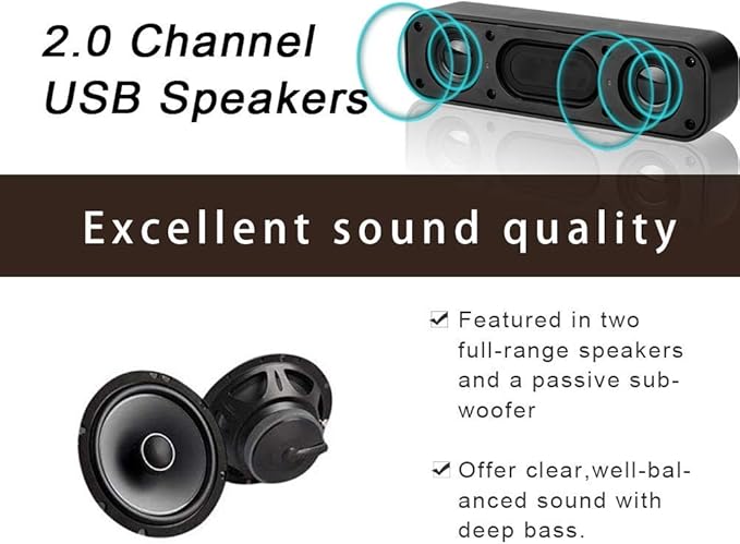 USB Computer Speaker for Desktop, USB Powered, Plug and Play, Soundbar Portable Mini PC Speaker for Desktop Computer and Windows PCs(Black)