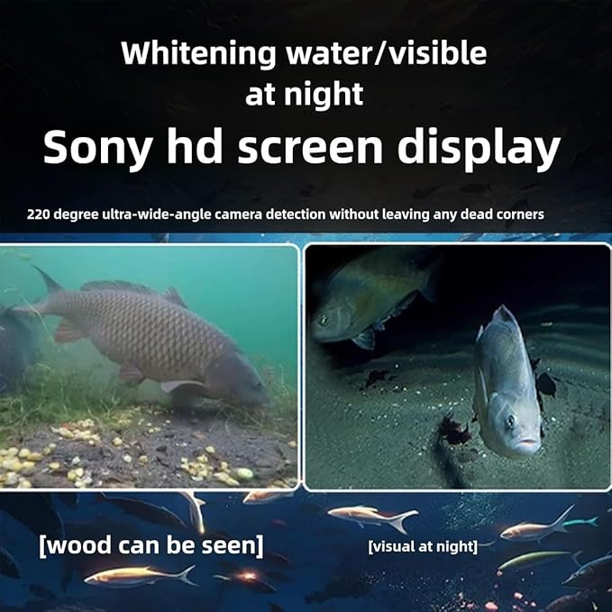 Colitt- Underwater Fishing Camera, Fishing Monitor Underwater Camera with Infrared Night Vision Light, Fishing Monitor Underwater Camera, Ip68 Waterproof, 220° Wide View and 4k Screen(20m/65ft,4.3in)