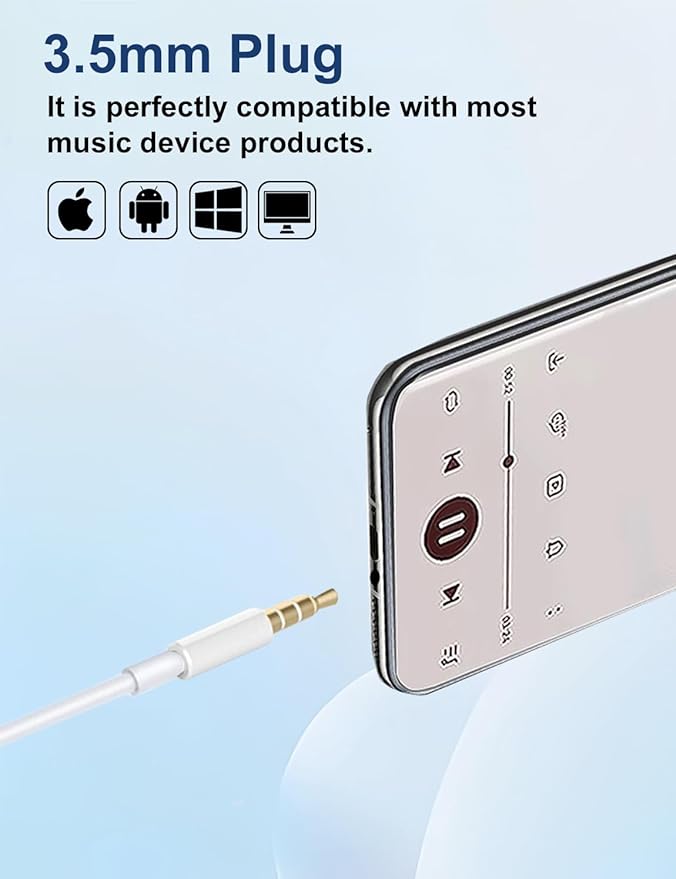 MAS CARNEY Wired Headphones Earbuds with Microphone WH9, in-Ear Wired Earphones Compatible with Samsung Huawei Vivo Oppo Mi Redmi, Black