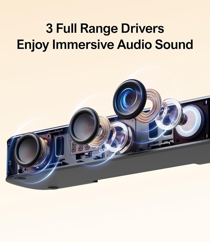 ULTIMEA 7.1ch Sound Bar with Subwoofer, Virtual Surround Sound System for TV, Sound Bar for Smart TV with 4 Surround Speakers, Peak Power 330W, TV Soundbar with App Control, Opt/AUX/BT, Aura A40