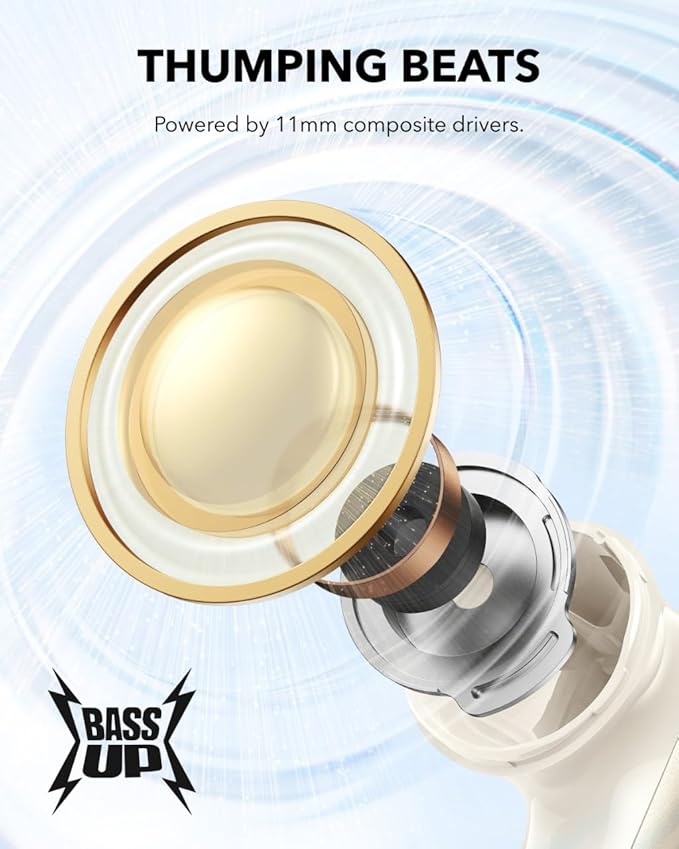 Soundcore P40i by Anker, Noise Cancelling Wireless Earbuds, Adaptive Noise Cancelling to Environments, Heavy Bass, 60H Playtime, 2-in-1 Case and Phone Stand, IPX5, Wireless Charging, Bluetooth 5.3