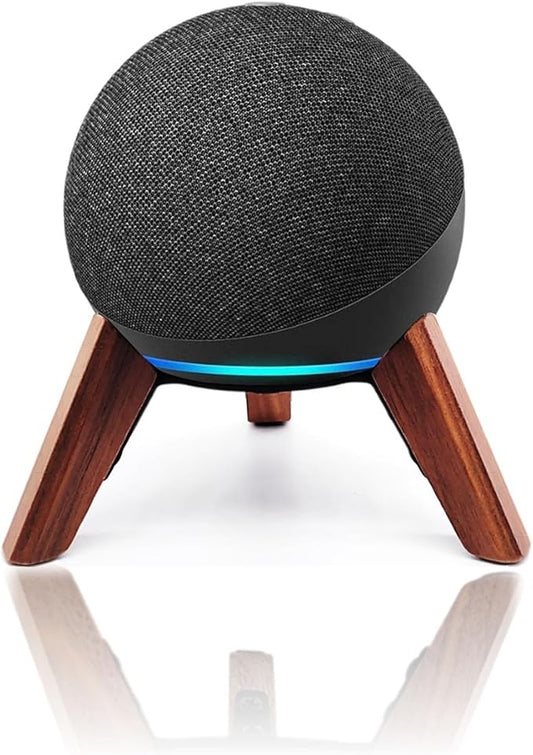 Real Wood Stand for Echo Dots(4th Gen)(5th Gen),Tripod Accessories Protect Speaker for Better Sound,Secure Stable Wooden Mount Holder for Echo Dot (Newest Model) 2024,(Walnut)