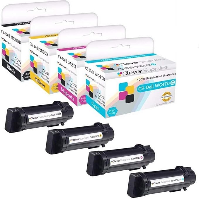 CS Replacement Toner Cartridge Compatible with Dell H625cdw NCH0D Black WG4T0 Cyan 042T1 Magenta 2RF0R Yellow H625cdw H825cdw S2825cdn 4 Color Set