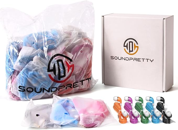 Kids Earbuds with Microphone 30 Pack, Bulk Earphones Headphones with Microphone SP-BS30MIC Stereo Disposable Wired Earbuds for Kids Students Classroom Schools