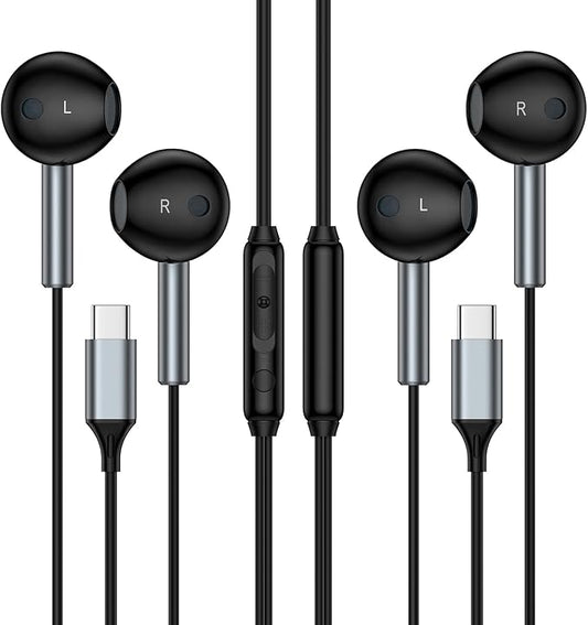 Type C Headphones Wired Earbuds Ear Buds for Samsung Galaxy A17 A16 5G S25 Ultra A36 A26 A56 A35 Z Fold 7 Flip 7 FE USB C In-Ear Headphones Wired USBC Earbuds Earphones Headsets with Microphone,2 Pack