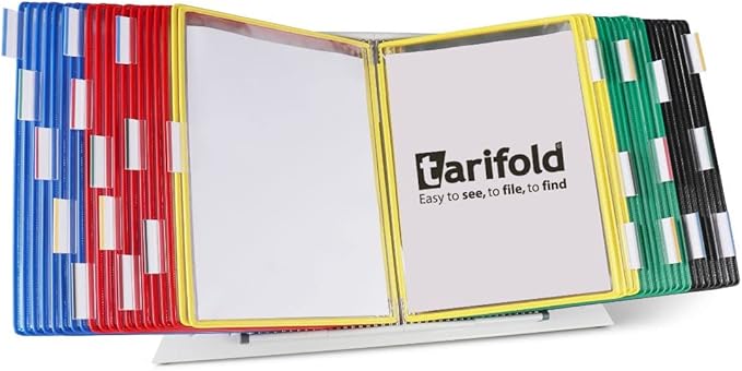 TARIFOLD Desktop Reference System, 40 Double-Sided Display Pockets, Letter-Size, Assorted Colors, 80 Sheet Capacity (D294)