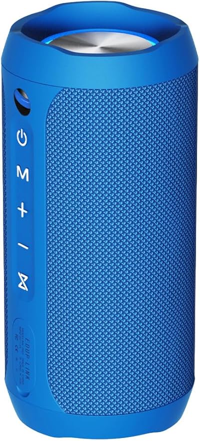EDUPLINK Bluetooth Speaker IPX7 Waterproof Wireless Speaker with Bass 20H Playtime TWS Stereo Pairing Portable Outdoor Speakers for Beach Camping Travel Gifts for Men Women Girls Boys Teens Blue