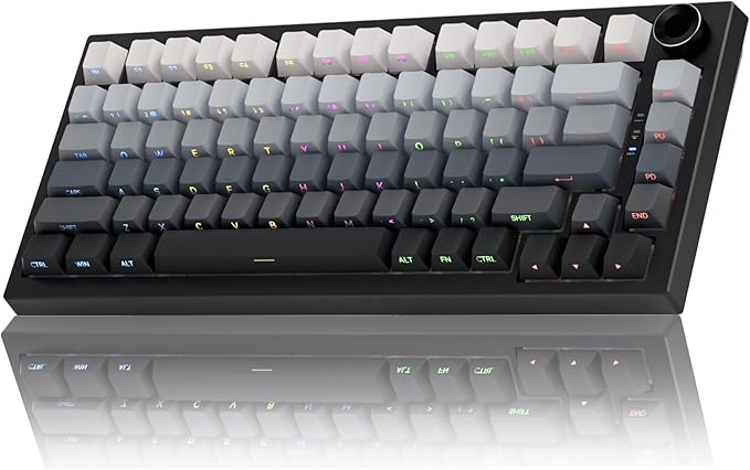 Wireless Mechanical Keyboard with Knob,Tri-Mode BT5.0/2.4GHz/USB-C Hot Swappable Mechanical Keyboard,Pre-lubed Linear Switches,8000mAH Battery RGB Backlit Computer Gaming Keyboards