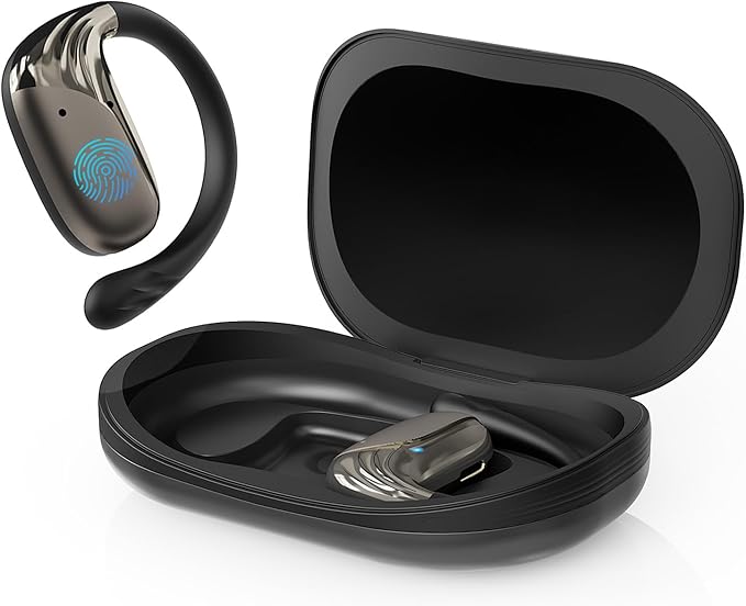 Open Ear Headphones,Ultra-Light 6.2g,Adjustable Ear Hooks,48H Playtime,BT 5.4 Wireless Open Ear Earbuds with IPX5 for Running,Office,Fitness,Workout (Black)