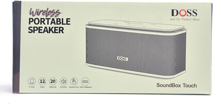 DOSS SoundBox Touch Wireless Bluetooth Speaker with 12W HD Sound and Bass, IPX5 Water-Resistant, 20H Playtime, Handsfree, Portable for Office, Home, Outdoor, Travel-Pink