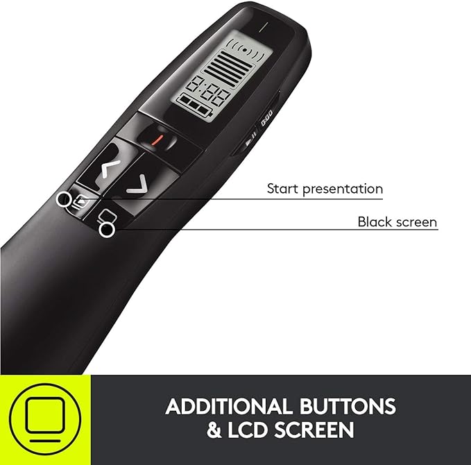 Logitech Wireless Presenter R800, PowerPoint Clicker with Green Laser Pointer, Wireless Presentation Clicker Remote