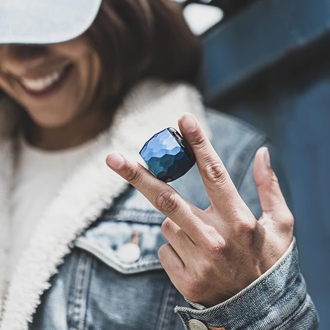 Fashionit U Micro - Small Bluetooth Speaker | Coin-Sized Speakers Bluetooth Wireless with Built-in Mic & Remote Shutter | Portable Rich Sound for Travel, Shower, Beach |Glam Midnight Blue