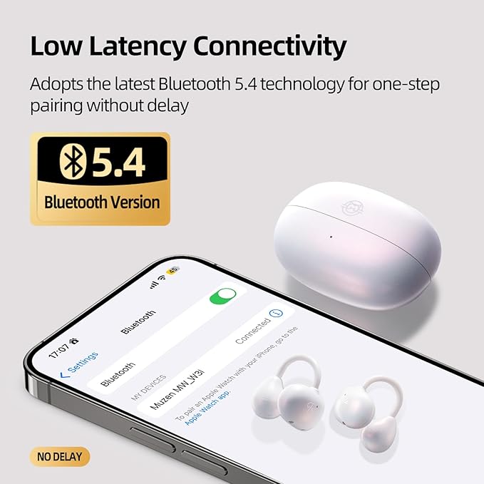 MUZEN Open Ear Headphones, Trickle 4g Lightweight Wireless Bluetooth 5.4 Clip On Earbuds with 38H Playtimes, Fit Comfort Sport Ear Clip Earbuds, Hi-Fi Earphones for Fintness Running Workout