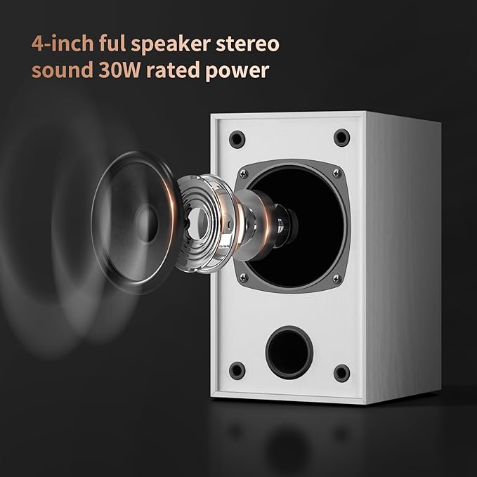 30W*2 Passive Bookshelf Speakers for Record Players and Home Theater Systems, Midrange and High-Frequency Stereo Speakers, Indoor Rear Surround Speakers, Requires a Receiver or Amplifier,White