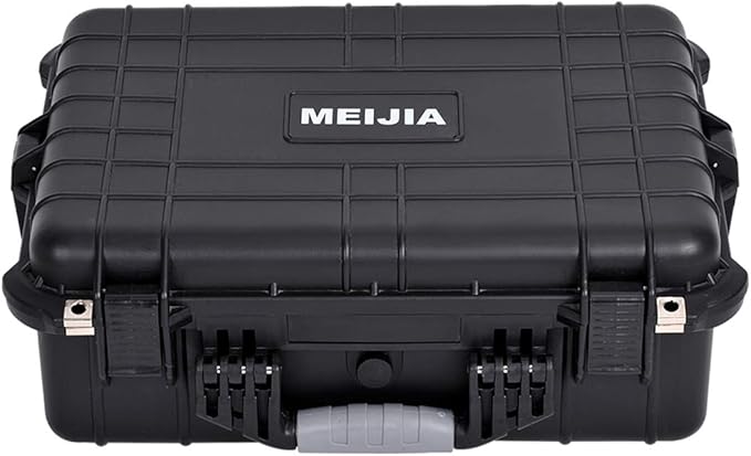 MEIJIA Portable Waterproof Protective Case,Hard Camera Case,Customized Fit Foam Inserted, Elegant Black,Fit for Camera, Equipments, Lens,Drones(Black)