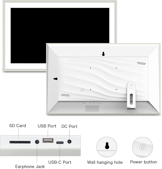 Frameo 15.6 Inch Digital Picture Frame - Large WiFi Electronic Photo Frame with 32GB Storage, 1920x1080 FHD IPS Touch Screen, Wall-Mountable & Tabletop Display, for Women & Mom, Grey