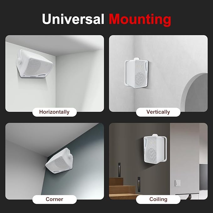 STUDIOFINIX 3.5 Inch Outdoor Bluetooth Speakers Waterproof Wired,3 Way 200W Upgrade Premium Wall Mount Speakers,Ideal use in Patio,Deck, Indoor Outdoor（White）