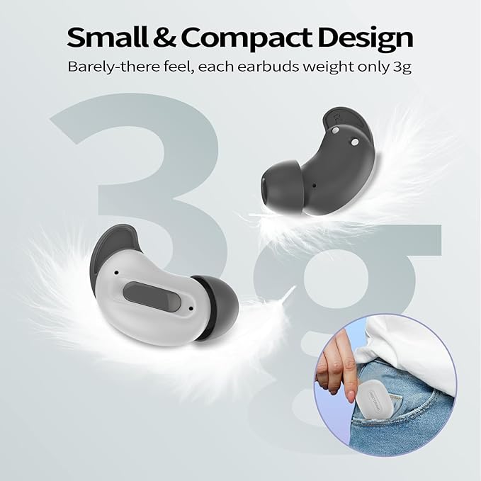 Sleep Earbuds, Mini ANC Wireless Earbuds Bluetooth 5.4 Headphones Deep Bass Stereo, 48H Playtime Ear Buds, 4 ENC Noise Cancelling Mic, In Ear IP7 Waterproof Earphones for Side Sleepers,Touch Control