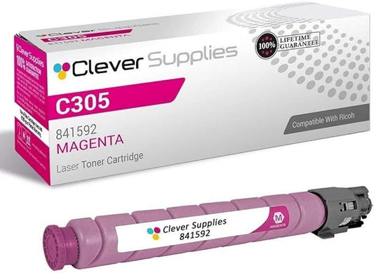 Clever Supplies CS Replacement Toner Cartridge Compatible with Ricoh C305 841592 Magenta Color Laser Aficio MP C305 C305SPF Magenta