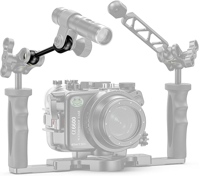 Seafrogs 1" Ball to YS Head Clip Arm 4.43"/11.24cm Aluminum Alloy YS Head Adapter Arm for Underwater Photography Lighting System, Connector for Diving Strobe/Video Light(AM-2)
