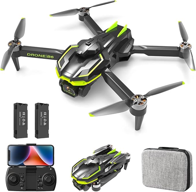 Drone with Camera 4K for Beginners, Brushless Motor Drone with 40 Mins Long Flight Time Altitude Hold Obstacle Avoidance RC Quadcopter Toys Gifts For Kids Adults, Green